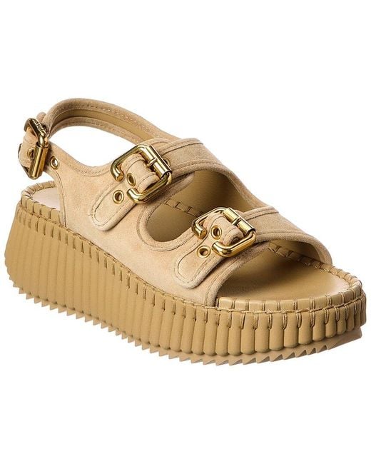 Chloé Metallic Nama Suede Wedge Sandal