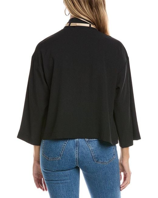 Joseph Ribkoff Black Statement-Collar Top
