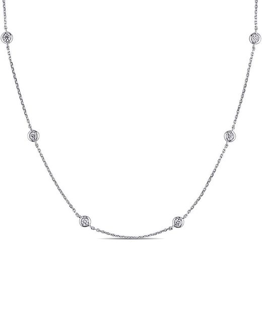 Diamond Select Cuts Metallic 14K 0.50 Ct. Tw. Diamond Station Necklace