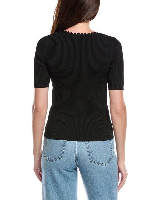 Tahari Black Short-Sleeve Cardigan Top