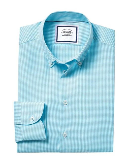 Charles Tyrwhitt Blue Non-Iron Check Extra Slim Fit Shirt for men