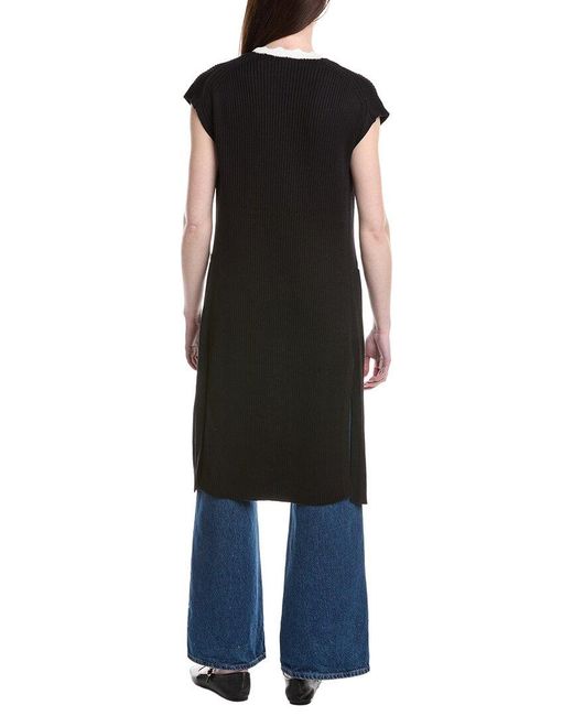 Tahari Blue Extended Sleeve Long Vest