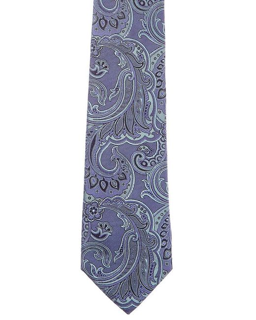 Etro Blue Paisley Silk Tie for men