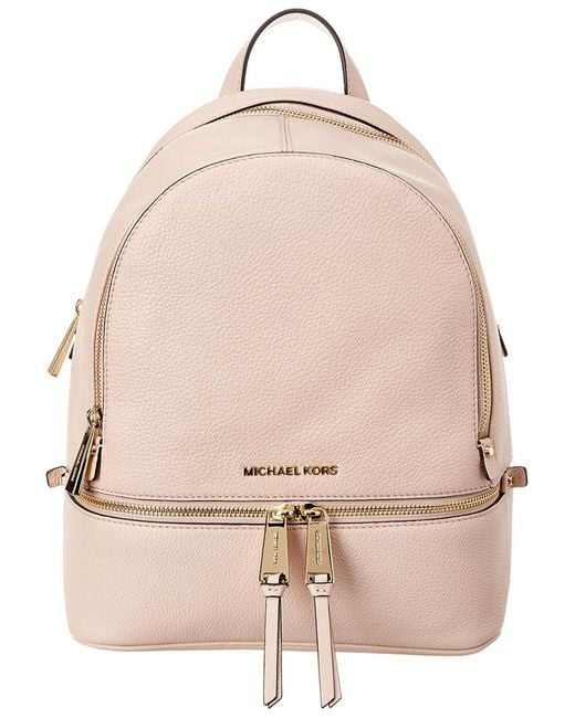 MICHAEL Michael Kors Natural Rhea Medium Zip Leather Backpack