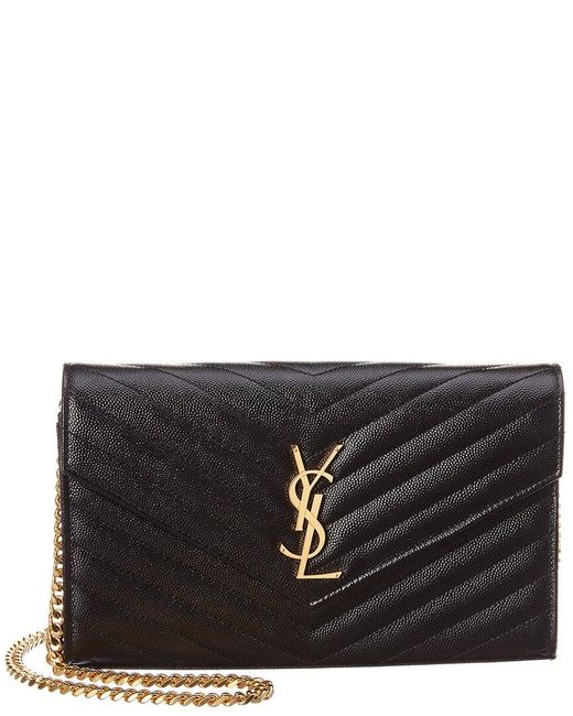 Saint Laurent Monogram Matelasse Leather Wallet On Chain in Black Lyst UK