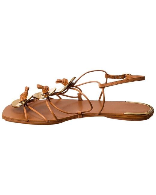 Tory Burch Brown Artisanal Knot Leather Sandal