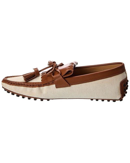 Tod's Brown Canvas & Leather Loafer for men