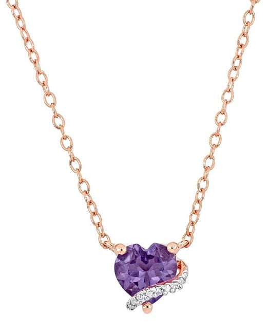 Rina Limor Metallic Rose Over 0.56 Ct. Tw. Diamond & Amethyst Pendant