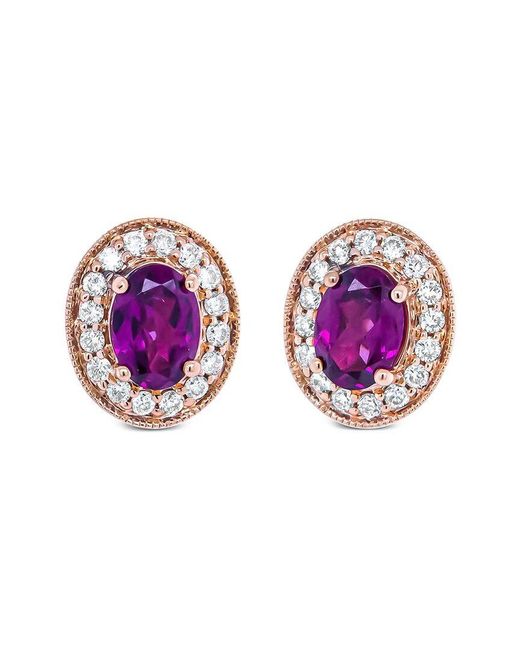 Haus of Brilliance Pink Colorful Gemstones 14K Rose 2.40 Ct. Tw. Diamond & Garnet Stud Earrings