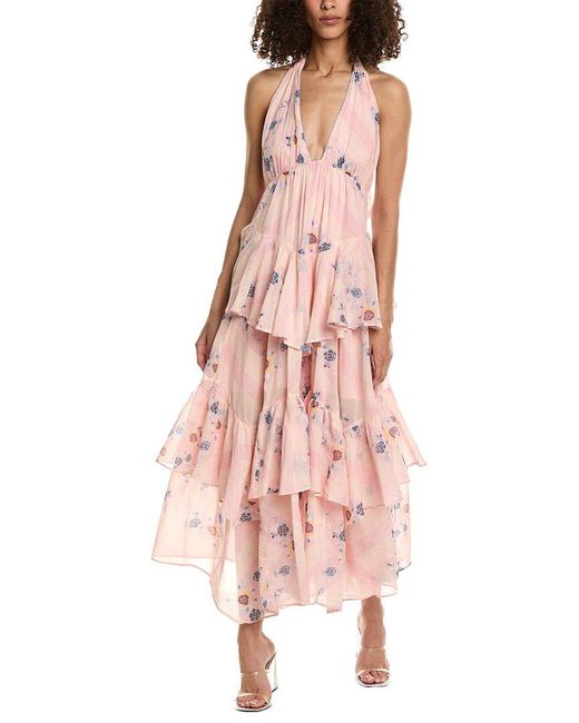 Free People Pink Stop Time Maxi Dress