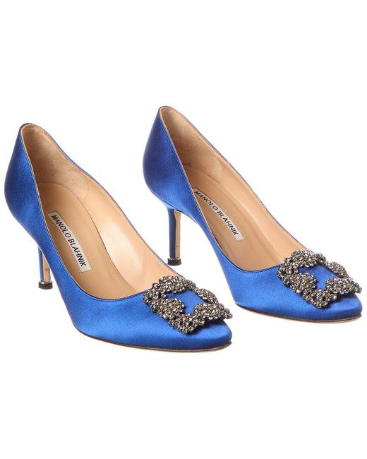 Manolo Blahnik Blue Hangisi 70 Satin Pump (Authentic Pre-Owned)