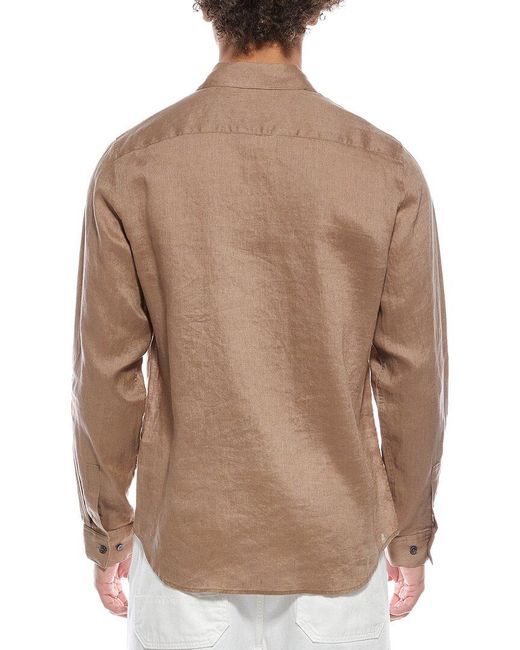 Theory Brown Irving Relaxed Linen Shirt for men