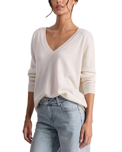 Alice + Olivia White Williams Easy Cashmere-Blend Pullover