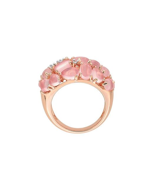 Rina Limor Pink Rose-Plated 7.86 Ct. Tw. Diamond & Rose Quartz Ring