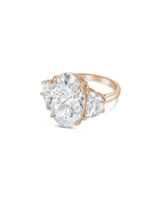 Diana M White Diana M. 18K Rose 9.00 Ct. Tw. Lab-Grown Diamond Three-Stone Ring