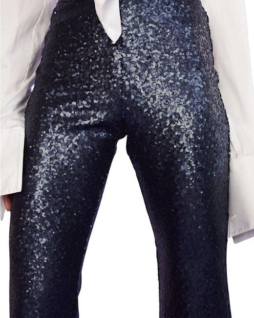 Cynthia Rowley Blue Sequin Trouser