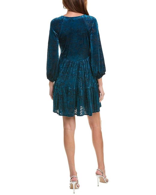 Taylor Blue Velvet Burnout Mini Dress