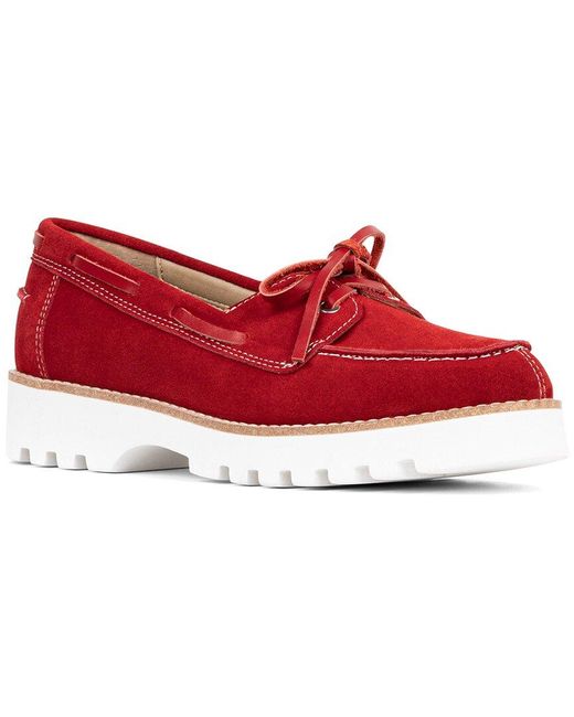Donald J Pliner Red Harlie02 Suede Lug Bottom Boat Shoe