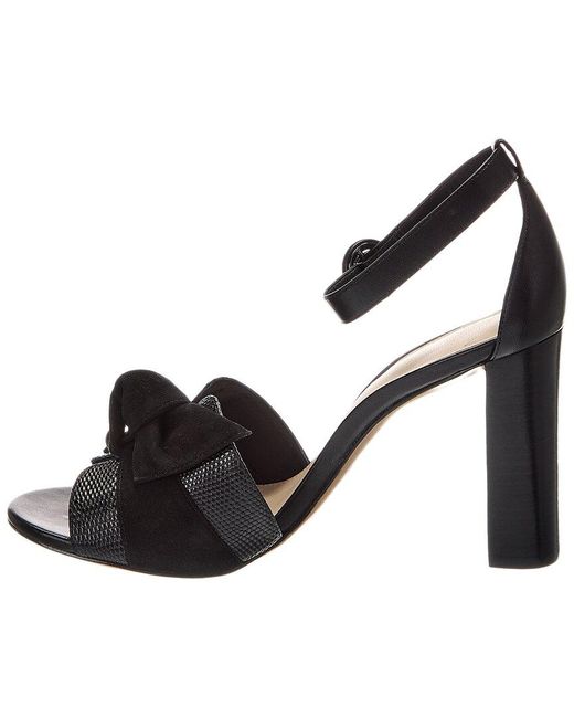 Alexandre Birman Black Maxi Clarita Block 90 Embossed Leather & Suede Sandal