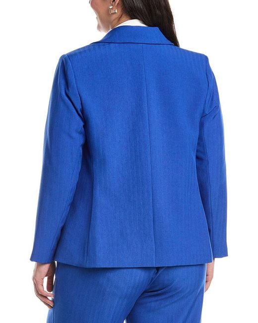 Tahari Blue Plus Solid Blazer