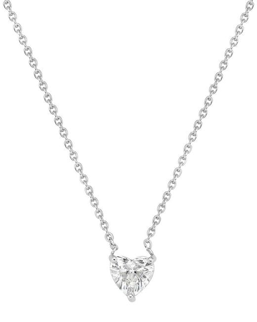 Forever Creations USA Inc. Metallic Forever Creations 14K 0.15 Ct. Tw. Diamond Heart Solitair Pendant Necklace