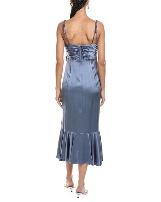 Cinq À Sept Blue Mireya Silk Midi Dress
