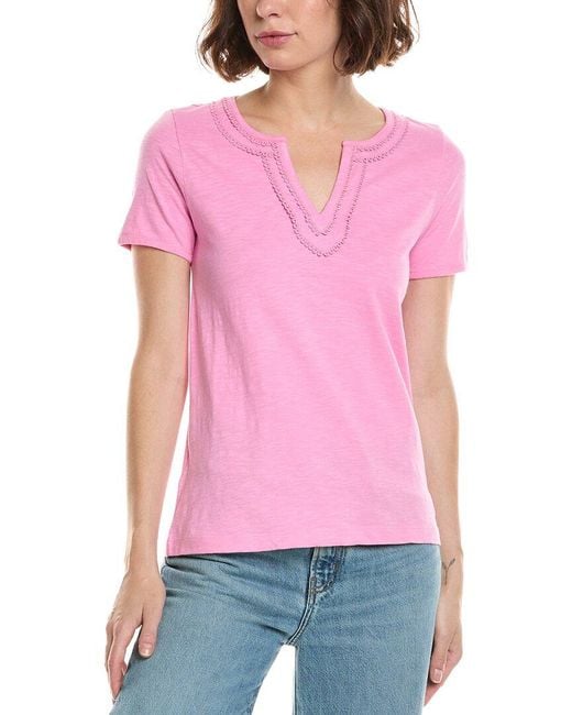 Tommy Bahama Pink Scallop Trim Lux T-Shirt
