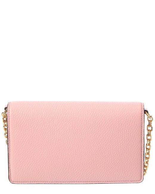 Gucci Pink Horsebit Leather Wallet On A Chain