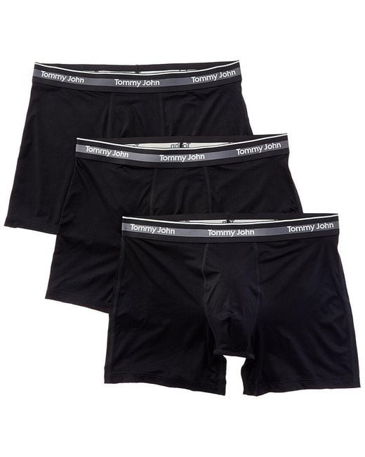 Tommy John Black 3pk Comfort Micro 4" Boxer Brief for men