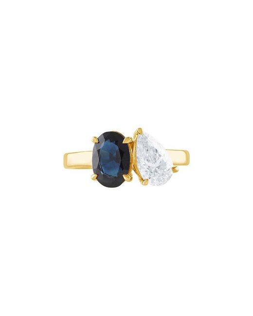Lab Grown Diamonds Blue 14K 3.00 Ct. Tw. Lab-Grown Diamond & Lab-Grown Sapphire 2 Stone Solitaire Ring
