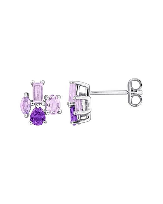 Rina Limor Metallic 1.02 Ct. Tw. Amethyst Africa, Rose De France Stud Earrings