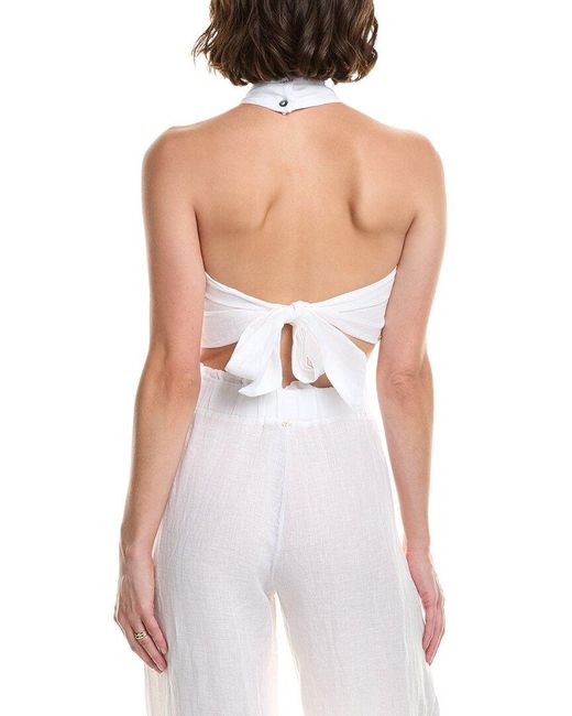 PQ Swim White Linen Wrap Top