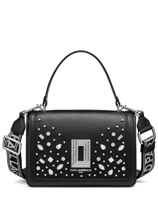 Karl Lagerfeld Black Simone Leather Crossbody