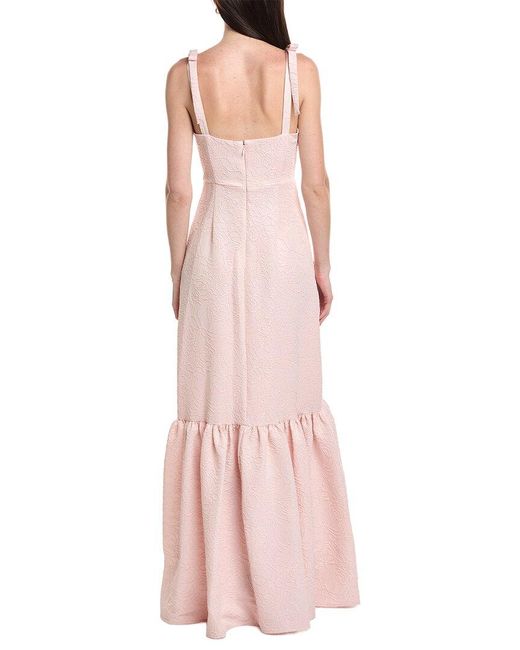Maison Tara Pink Jacquard Lurex Maxi Dress