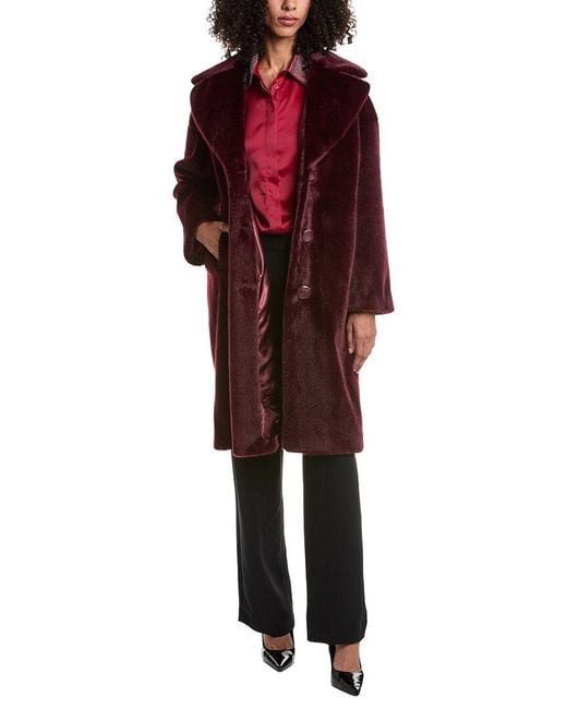 Joseph Ribkoff Red Faux Fur Coat
