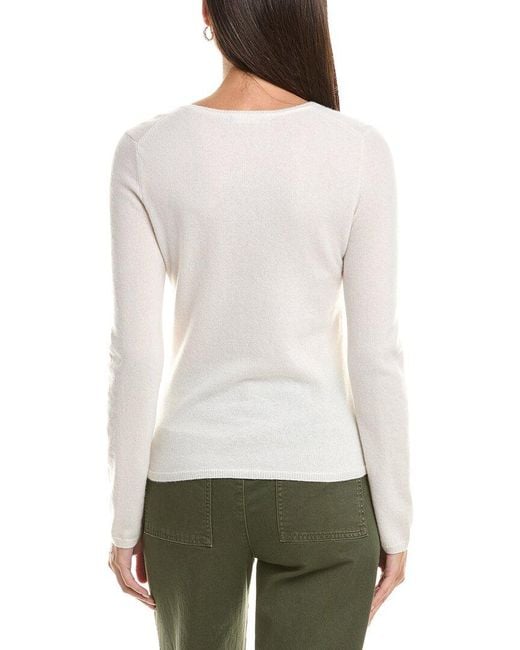 InCashmere White Cashmere Sweater