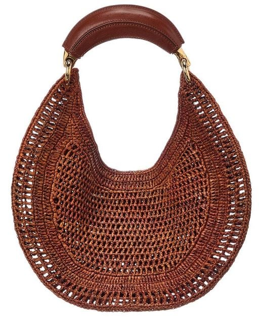 Chloé Brown Summer Banana Raffia & Leather Hobo Bag