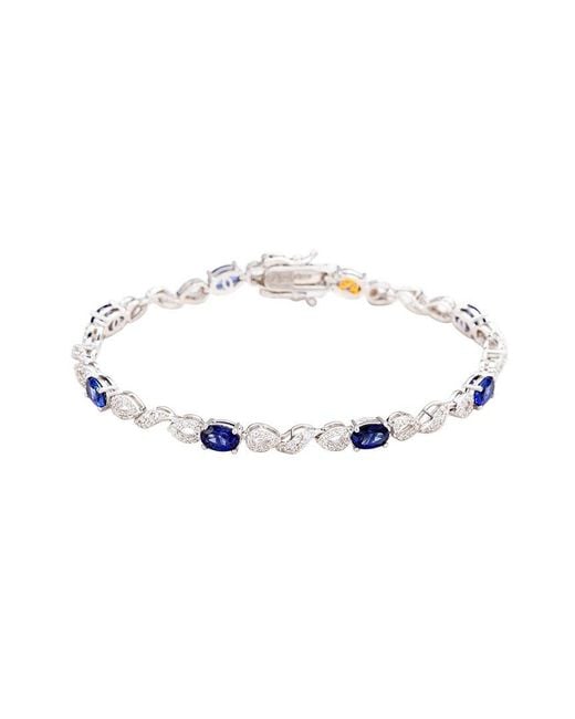 Suzy Levian White Silver 0.02 Ct. Tw. Diamond & Gemstone Bracelet