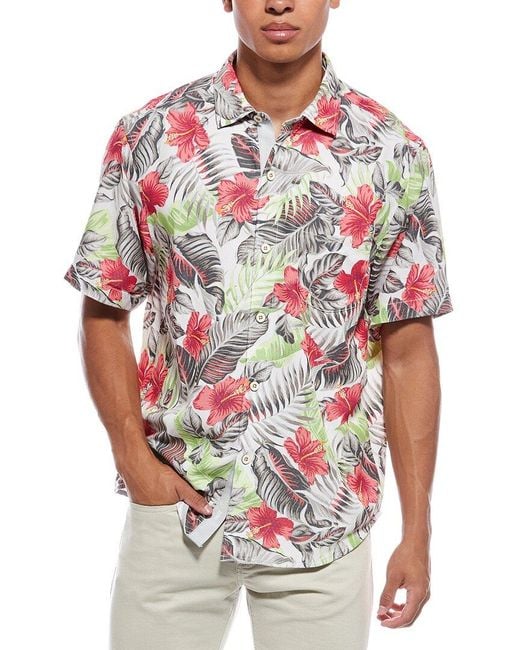 Tommy Bahama Red Coconut Point Hibiscus Shores Shirt for men