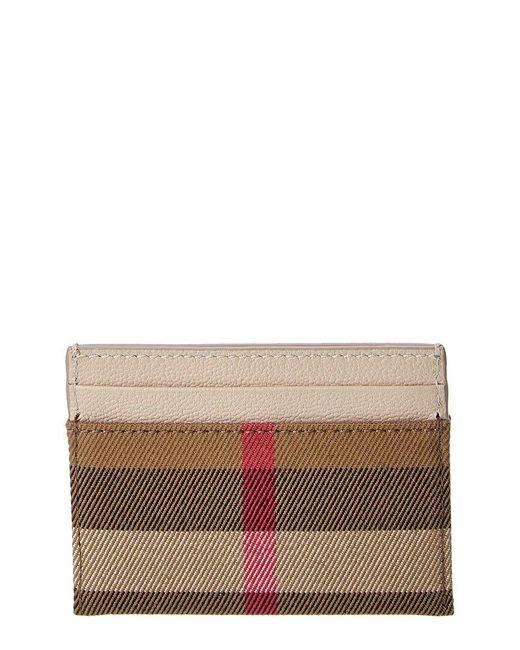 Burberry Brown Check Canvas & Leather Card Case