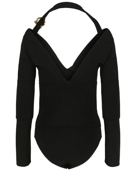 Ferragamo Black V-Neck Bodysuit