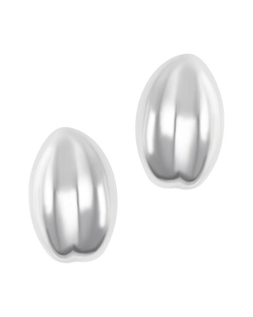Adornia White Plated Puff Hoops