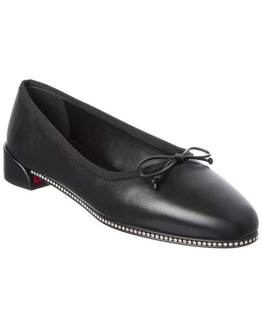 Christian Louboutin Black Sweetie Strass Leather Ballerina Flat