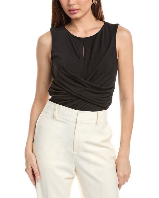 Tahari Black Crisscross Wrap Top