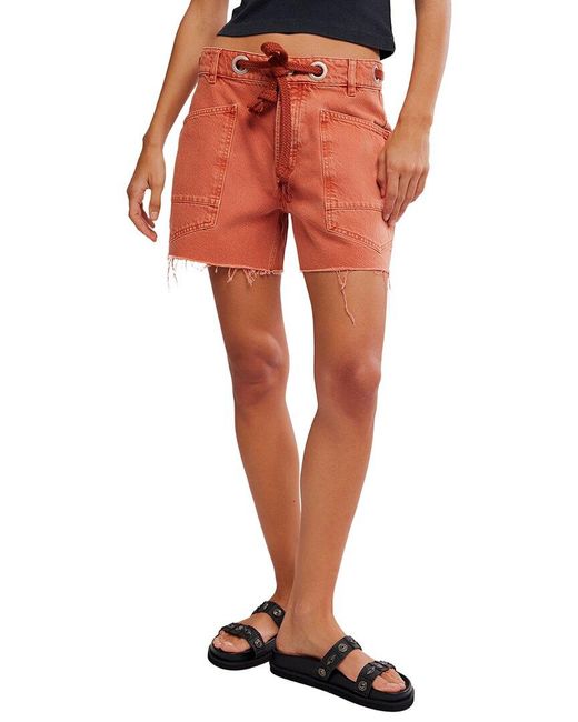 Free People Orange Moxie Short Slouchy Short