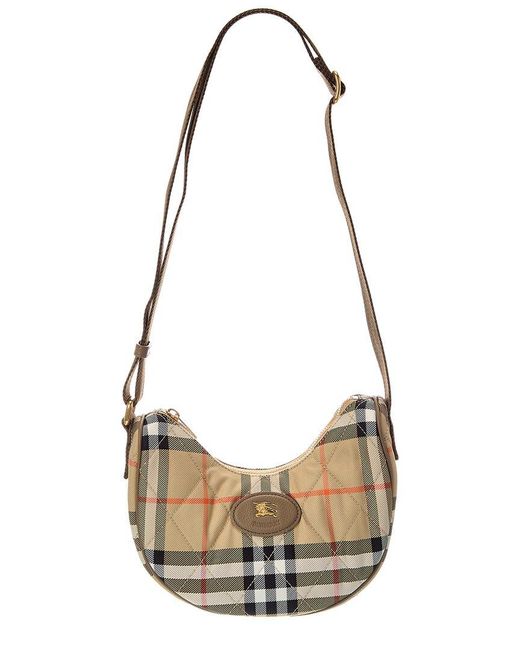 Burberry Metallic Horseshoe Check Quilted Canvas Hobo Bag