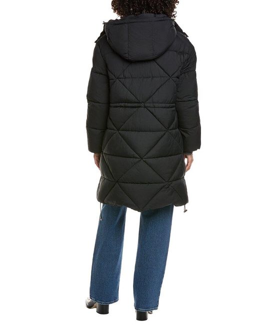 Sam Edelman Black Mixed Quilted Anorak