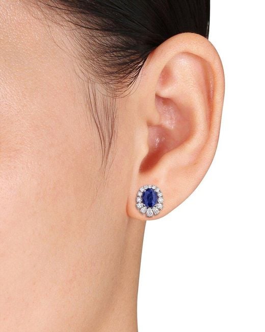 Rina Limor Blue 14K 8.78 Ct. Tw. Diamond & Sapphire Halo Earrings