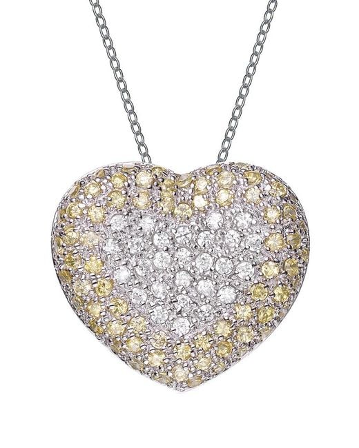 Genevive Jewelry Natural Silver Cz Heart Pendant