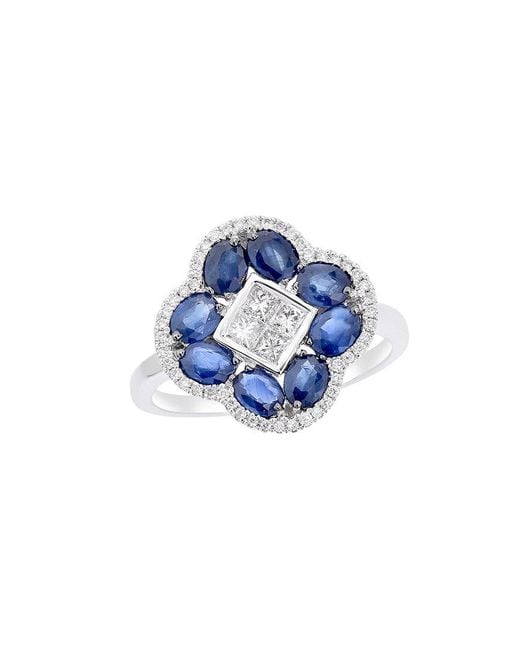 Diana M Blue Fine Jewelry 14k 2.26 Ct. Tw. Diamond & Sapphire Half-eternity Ring